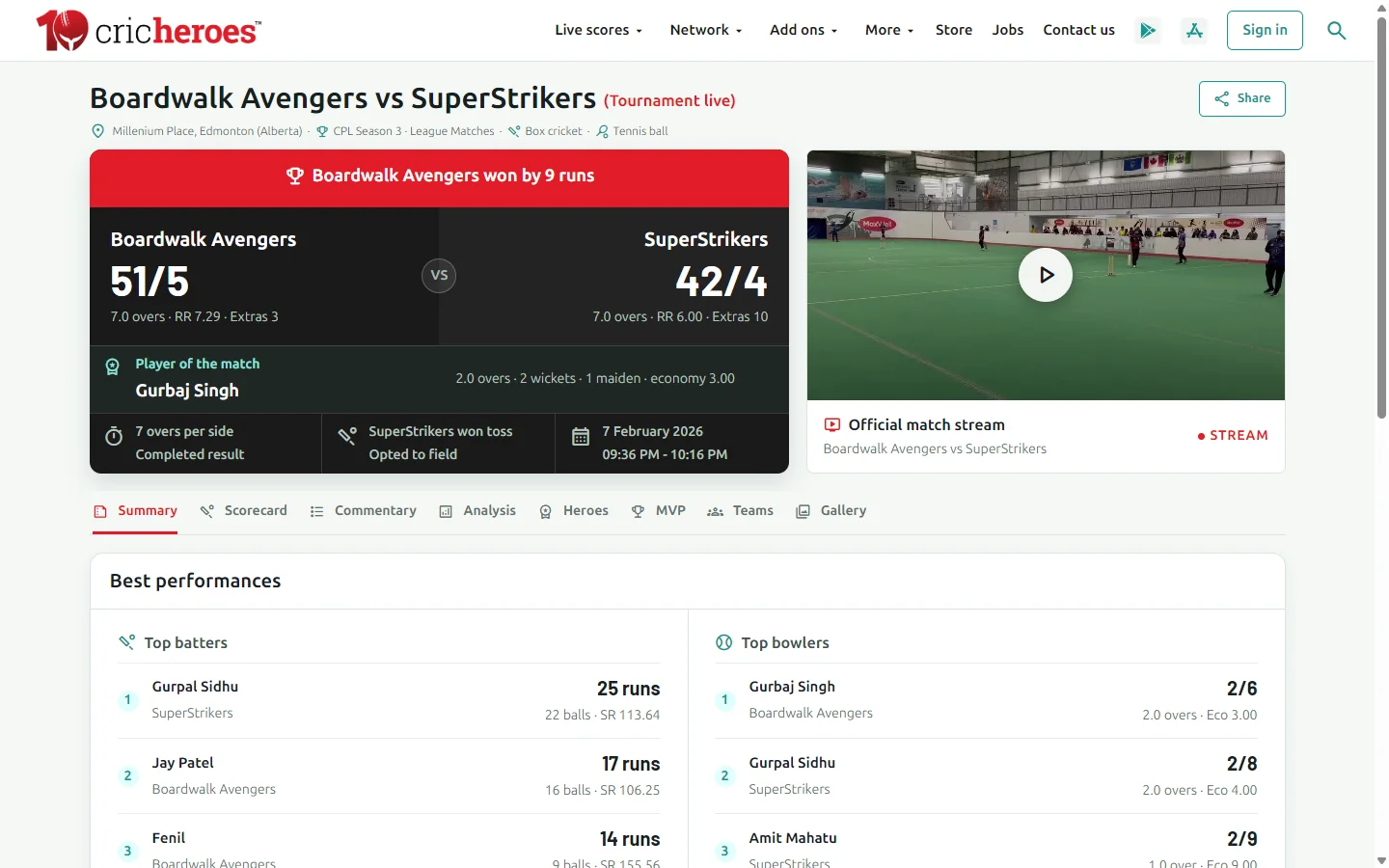 CricHeroes project screenshot