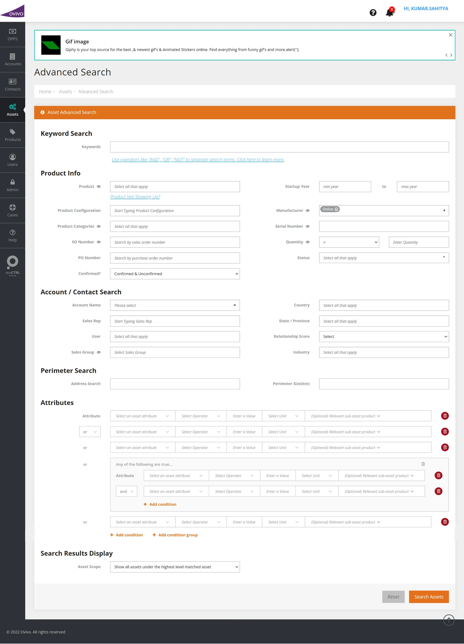 opsCTRL project screen 3